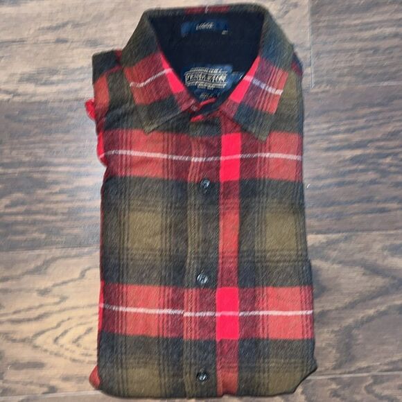 Vintage Pendleton Lodge Shirt Wool Red Plaid Shacket Long Sleeve model S men’s - Picture 1 of 7